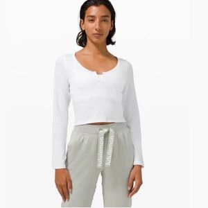 Lululemon cropped Henley 4 white